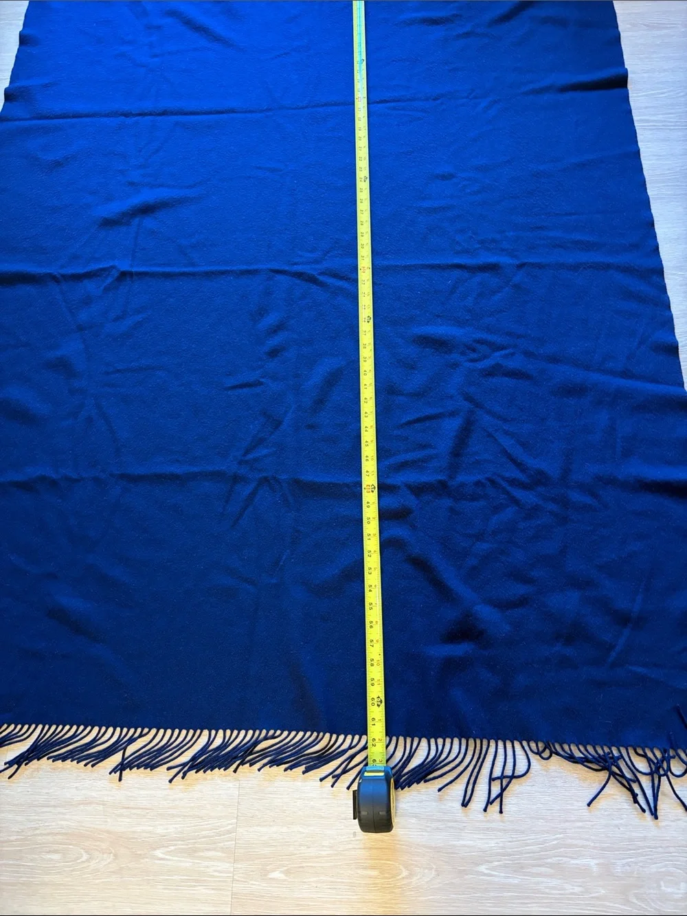 Williams Sonoma home Pure 100% cashmere Navy Fringe Throw Blanket